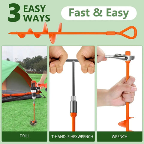 30 Inch Ground Anchor Set Heavy Duty Earth Anchors Screw In Kit With T Handle Hex Wrench For Camping Tents Swing Sets