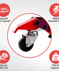 Heavy Duty Retractable Workbench Caster Kit With Foot Release And Sturdy Hardware showing 360° swivel caster for smooth mobility.