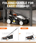 Cordless 13 Inch Electric Lawn Mower With 20V Battery Included Ultra Lightweight Walk Behind Lawn Tool For Garden Yard And Farm 5 Height Adjustments 3400 RPM Cutting Mows Up To 1300 Sq Ft Per Charge, folded for storage
