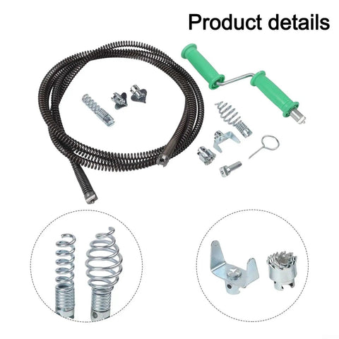 Heavy Duty Electric Pipe Auger With A Rock Solid Steel Spiral Cable and interchangeable cutters for drain clogs, 3m steel cable.