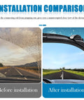 Installation comparison of 2PCS Windshield Wiper Linkage Clip And Bushings Set showing clear view after installation on car windshield.