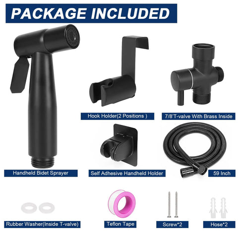 High Pressure Handheld Bidet Sprayer Kit For Toilet With Soft And Jet Modes, SUS304 Stainless Steel Matte Black Wash Cleaning Set