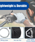 Cyclist using Six Speed Right Twist Shifter for Bikes Boss Grip Shifting and viewing visual speed display against outdoor backdrop.