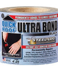 Instant Peel And Stick Roof Repair Kit Quick Roof 4x25 Ft Black Ultra Bond With Steel Loc Adhesive package front view