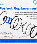 Image of Pro Grade Hydraulic Log Splitter Cylinder Rebuild Seal Kit for 4.5 Inch Bore and 1.75 Inch Rod, All O Rings and Seals.