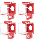 Emergency Stop Button Cover Box Type Transparent Push Button Switch Shield Heavy Duty Boss Level Protective Housing For 22mm To 33mm Button Diameters Clear Case Made From Glass Resin PC Industrial Grade, showing four cases