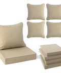 4 Pack Outdoor Chair Cushions Faux Linen For Patio Furniture With Deep Seat Cushions And Plush Backrest Cozy Support Water Resistant Ties
