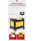 Badass Industrial Grade CNC Automatic Rebar Bender Rock Solid Steel Bar Bending Machine side view showing anti-slip features.