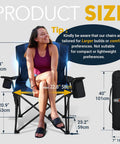 Oversized Folding Camping Chair With 500 Lbs Support, Padded Cushion And Built-In Cooler Pockets, product dimensions guide