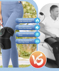Image of a Cordless Knee Massager With Heat And Battery Pack used by a woman, highlighting features like wider heating range and noise-free massage.