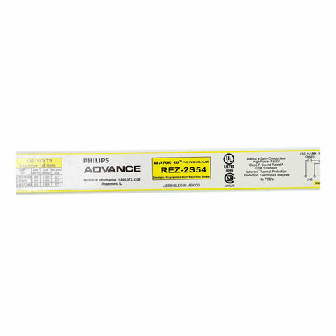 Powerline REZ-2S54 Two Lamp Fluorescent Ballast For 54W CFLs 120V Dimmable Electronic Ballast With Rapid Start detail view