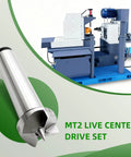 MT2 Wood Lathe Live Center Set 4 Piece With Spur Cup Centers in Wooden Box for woodworking and metal lathe, machine setup shown
