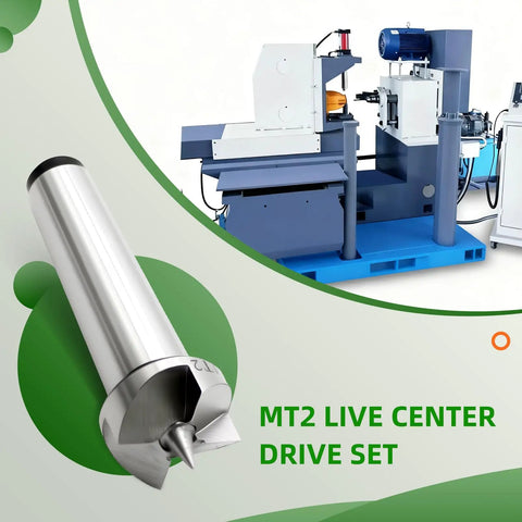 MT2 Wood Lathe Live Center Set 4 Piece With Spur Cup Centers in Wooden Box for woodworking and metal lathe, machine setup shown