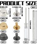 Killer 32 Piece Heavy Duty Bag Bottom Feet Set With Screw Back Nailhead Rivets And Complete DIY Tool Kit For Upgrading Leather Purses And Totes showing various metal feet sizes and tools.