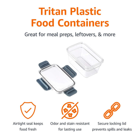 Tritan Plastic Food Storage Containers With Airtight Locking Lids That Seal Super Tight And Leak Proof For Easy Meal Prep And Storing Leftovers In A Handy 22 Piece Clear Set Perfect For Pantry Organization