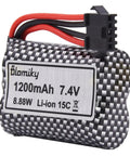 2 Pack 7.4V 1200mAh LiIon Rechargeable Battery With SM5P Plug And USB Cable For TX123 RC Boat R208 Replacement BeefedUp Power Pack