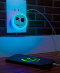 Tim Burton Nightmare Before Christmas LED Night Light with USB charging Jack Skellington face glowing in dark room setting.