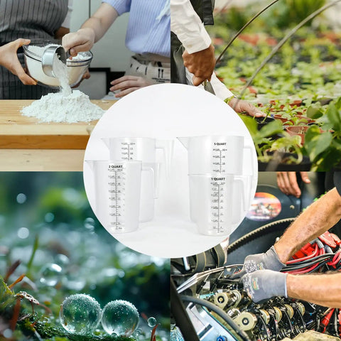 Food Grade Plastic Measuring Pitcher 32 Oz Four Cup With Handle for kitchen, garden, and industrial use, clear design