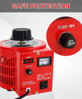 Heavy Duty Auto AC Variable Voltage Transformer 10 Amp With 0 To 130 Volt Output, 1000VA Power, close-up of volt meter and fuse.