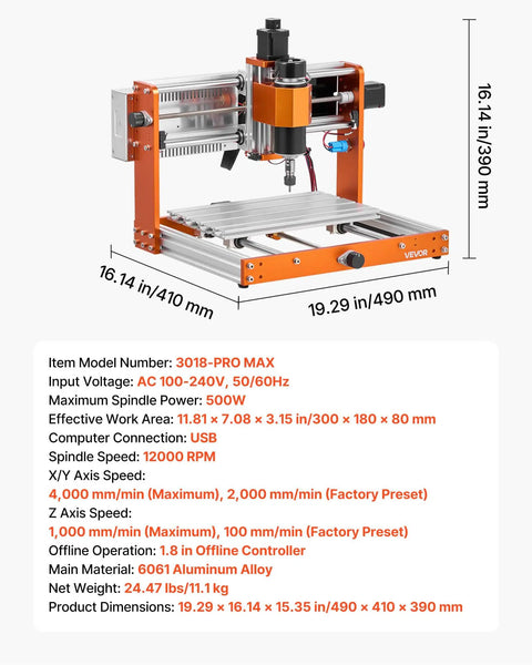 Level Up Your Shop With This Rock Solid 500W Spindle Cnc Router Machine Featuring Precision 3 Axis Wood Engraving And Effortless Acrylic Cutting For Real Deal Makers, showing dimensions and specifications.