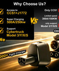 Badass Heavy Duty CCS1 And J1772 To NACS Adapter Built Tough For Tesla Model 3 Y S X Cybertruck with sleek design.