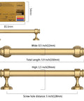 Dimensional view of Champagne Bronze Cabinet Pulls Set Of 10 With 5 Inch Hole Centers Durable Zinc Alloy Drawer Handles