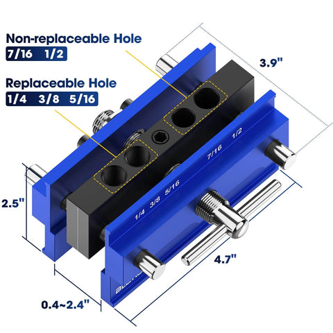Self Centering Doweling Jig Kit for Pro Grade Results, Perfectly Straight Holes, Biscuit Joiner Set With 6 Drill Guide Bushings