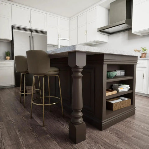 Legacy Tapered Cabinet Column 5 W X 5 D X 35.5 In Height Unfinished Maple for cabinets islands and mantels in kitchen.