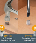 Image of a 128 Piece T Track Knob Kit For Woodworking Jigs And Fixtures Featuring 5 Star Knobs And 1 4 20 Threaded Bolts And Washers.