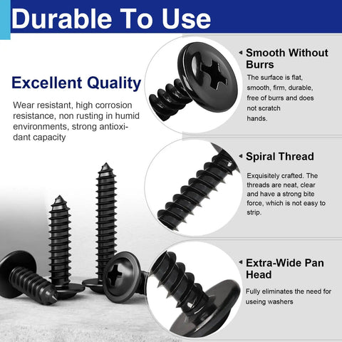 Top Notch Black Truss Head Wood Screws Assortment, 170 Piece Self Tapping Carbon Steel Kit With Badass Corrosion Resistance highlighted features.
