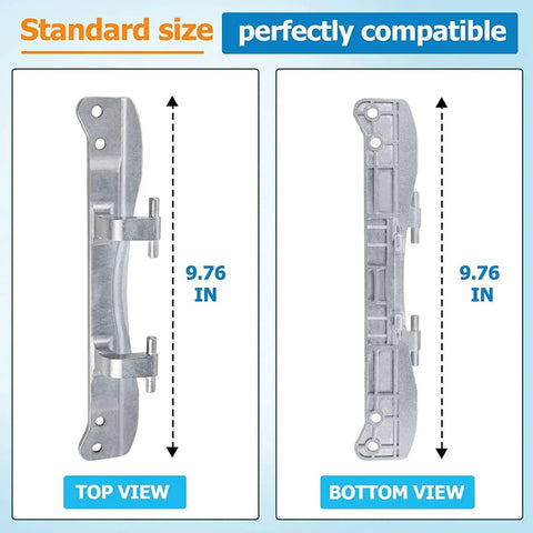 Heavy Duty Metal Door Hinge For Washer And Dryer Front Load Replacement top and bottom view, 9.76 inches, silver