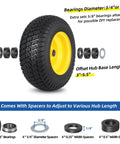 Beefy Tubeless 16X6.50-8 Lawn Mower Tires with Wheels 3 to 4.5 Inch Offset Hub 3/4 or 5/8 Inch Bearing S Turf Pattern