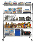 Heavy Duty 5 Tier Wire Shelving With Wheels Mobile Steel Storage Rack Each Layer Up To 250Kg Per Shelf Easy Tool Free Assembly