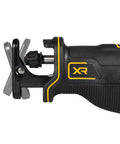 Close-up of keyless blade clamp on Heavy Duty Cordless Reciprocating Saw Powered By A Beefy Brushless Motor And Snappy Variable Trigger.