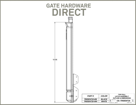 Diagram of Magnetic Pool Safety Gate Latch For 20 Inch Tall Black Gate, Keyed Alike, Kid Safe and Code Compliant
