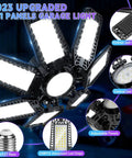 4 Pack 200W LED Shop Lights With 20000 Lumens, Deformable Ceiling Panels, 7 Plus 1 Adjustable, 6500K Cool White For Garage illustration