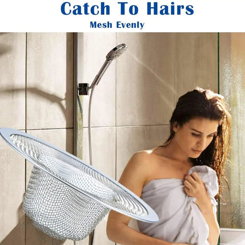Two Pack Heavy Duty Stainless Steel Slop Basket Filter Trap With A 2.75 Inch Top And One Inch Mesh shown in a bathroom setting.
