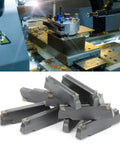 Indexable Carbide Lathe Turning Inserts, 10 Piece Solid Carbide Cutting Tool Set next to a CNC lathe machine in operation