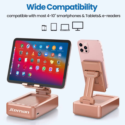 Two In One Phone Stand And Bluetooth Speaker With Built In Microphone Hands Free Desk Mount Rose Gold for devices