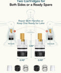 No Sweat Top Shelf Two Handle Delta Faucet Repair Kit Rp25513 Stem Assembly with RP24096 cartridges and springs.