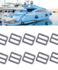 Heavy Duty Adjustable Buckle Fasteners 316 Stainless Steel Webbing Sliders Strap Keepers With Quick Release Clips 1 Inch Wide 10 Pack shown