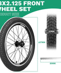 18 Inch Front Wheel With Tire And Tube For Mountain And Commuter Bikes, Durable 14G Spokes With 32H, ED Brass Nipples, 457mm Diameter