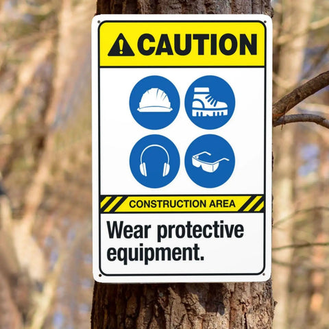 Gear Up Safety Sign Wear Protective Equipment Warning Sign For PPE Gear At The Job Site 8 By 12 Inches Metal Safety Plaque