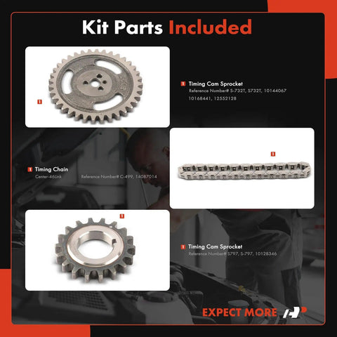 Drop In Engine Timing Chain Kit With Sprocket For V8 GM Engines 5.0L And 5.7L timing cam sprocket and chain detail