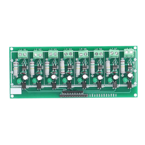 8 Channel Optocoupler Isolation Board For 220V AC Detection, PLC And MCU Interface on white background, component view
