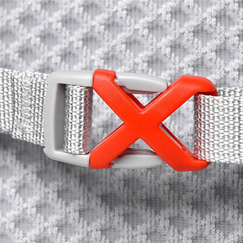 Close-up of the red and gray adjustable strap on Go To Hydration Backpack For Any Adventure Waterproof Outdoor Pack For Running Hiking Cycling