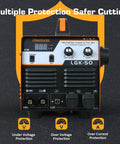 Front view of 2 In 1 50 Amp Plasma Cutter And MMA Welder With Built In Air Compressor 220V Digital Inverter IGBT Arc Cutter Machine