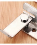 Close-up of Built Like A Tank Stainless Steel Heavy Duty Door Latch And Security Gate Lock with sturdy mounting hardware.