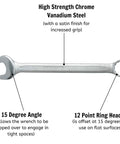 41mm Metric Combination Wrench With Open End And Box End, Angled 15 Degree Open Head For Tight Spaces, 12 Point Box End