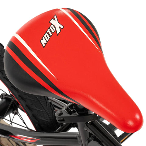 Moto X 16 Inch Boys Bike For Ages 4 To 6 Red And Black Frame Removable Training Wheels Chain Guard For Safety Adjustable Seat Height